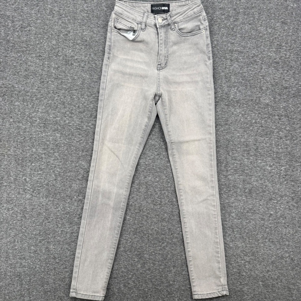 Fashion Nova Womens High Rise Skinny Jean Gray Size 1 Casual work cropped pants
